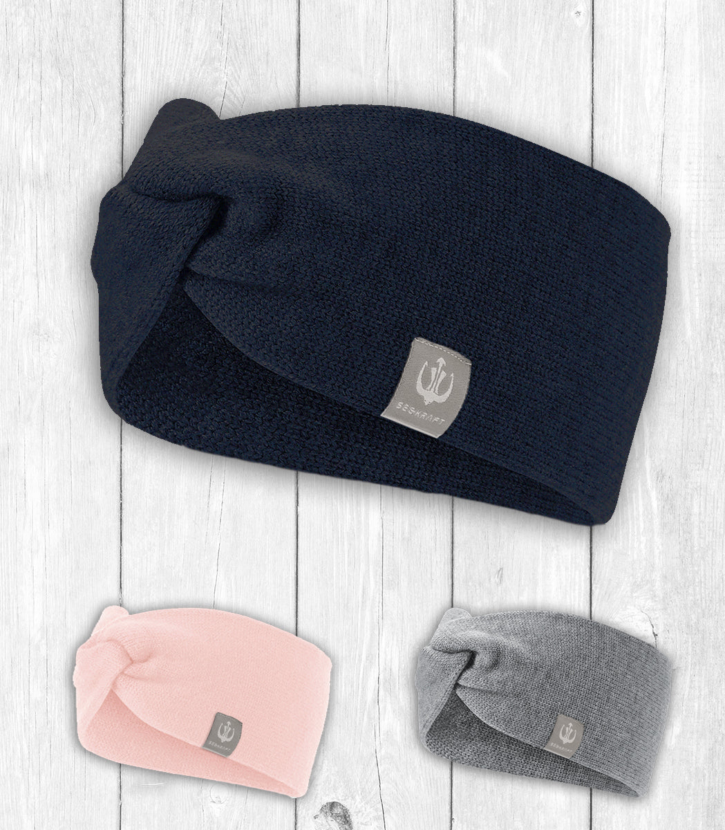 Strick-Stirnband NAVY / ROSA / GRAU