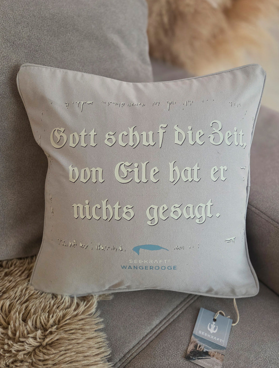 Kissenbezug „ZEIT“ HELLGRAU/CREME