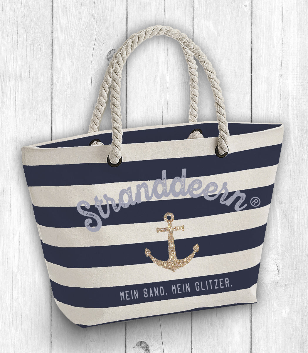 Strandtasche „STRANDDEERN“ NAVY/CREME