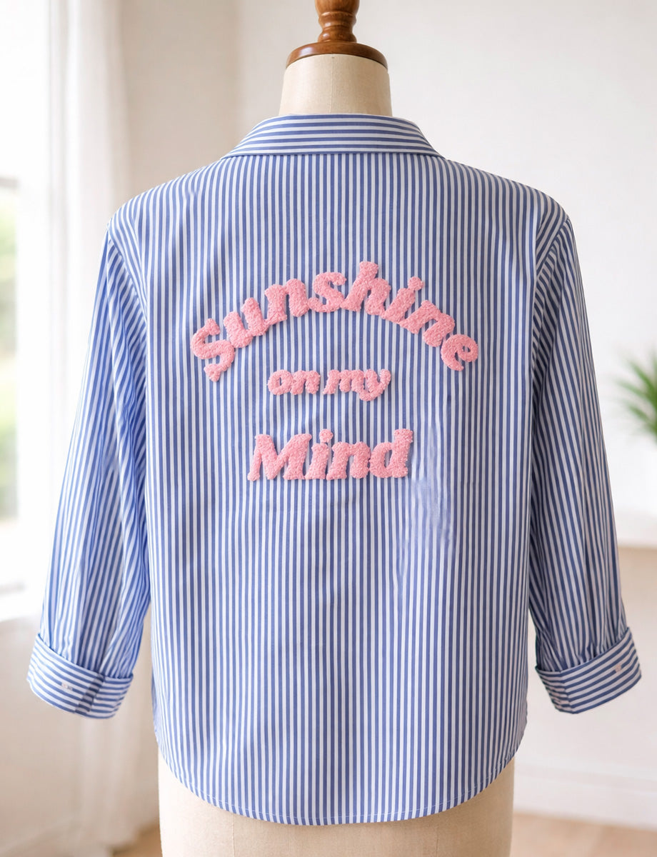 Bluse Evi „SUNSHINE“ – BLAU GESTREIFT