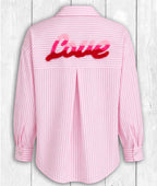 Bluse Evi „LOVE“ – ROSA GESTREIFT