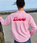 Bluse Evi „LOVE“ – ROSA GESTREIFT