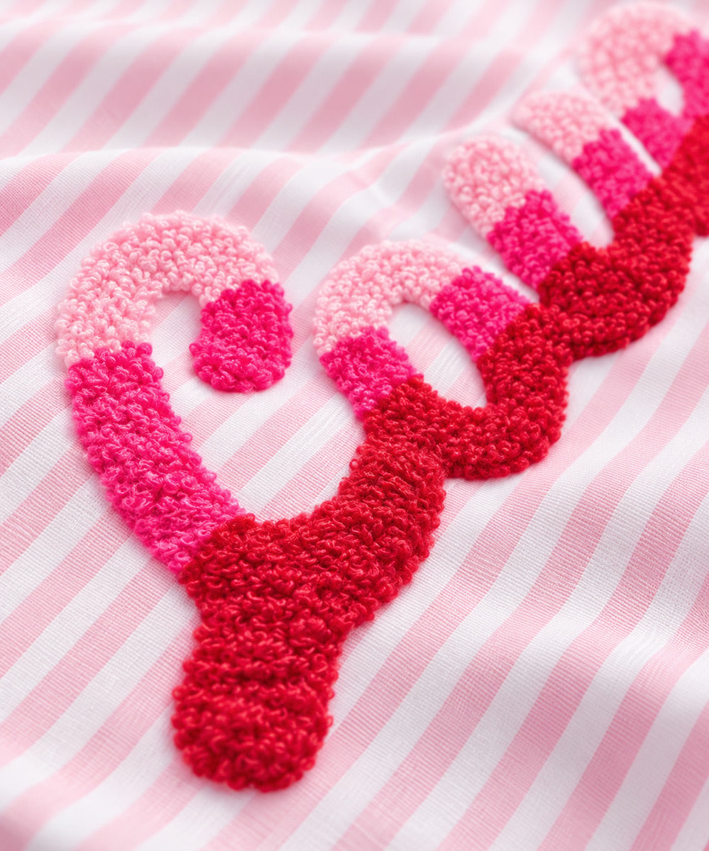 Bluse Evi „LOVE“ – ROSA GESTREIFT