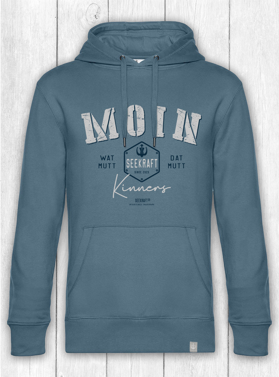 Hoodie Ben „MOIN KINNERS“ – TAUBENBLAU