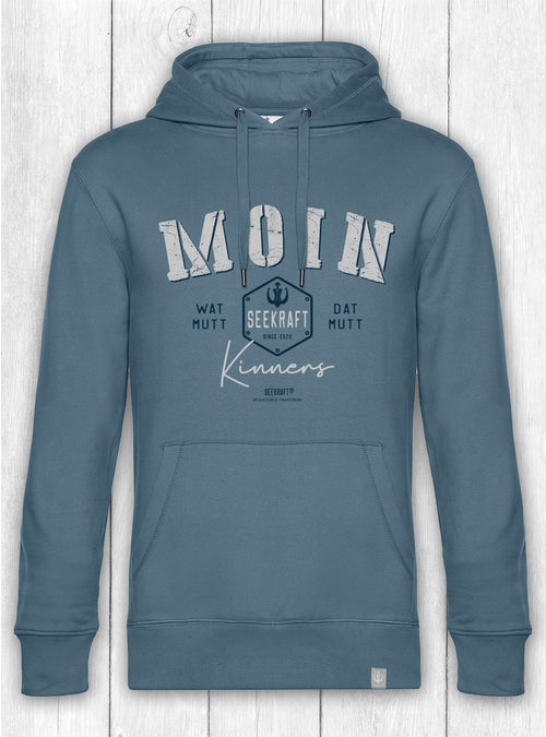 Hoodie Ben „MOIN KINNERS“ – TAUBENBLAU