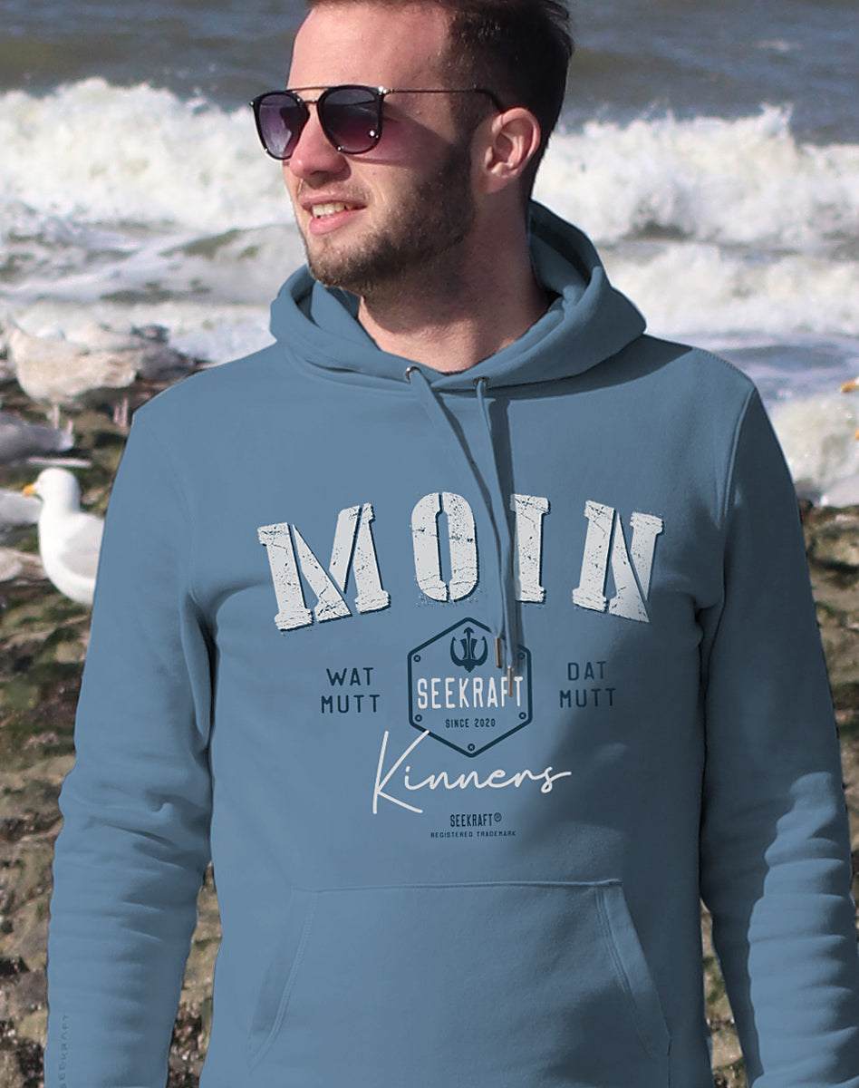 Hoodie Ben „MOIN KINNERS“ – TAUBENBLAU