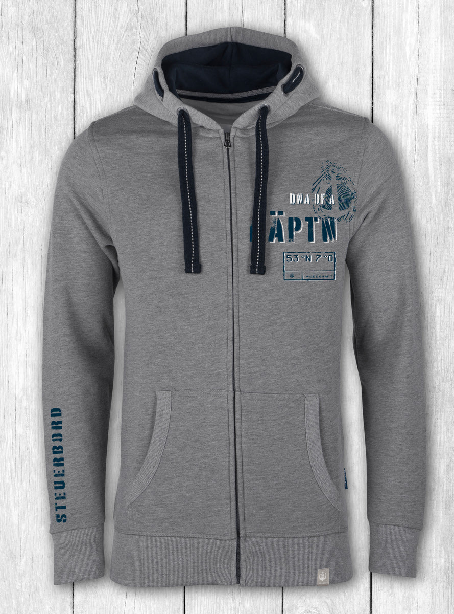Sweatjacke Kai „KÄPTN“ – GRAU HEATHER