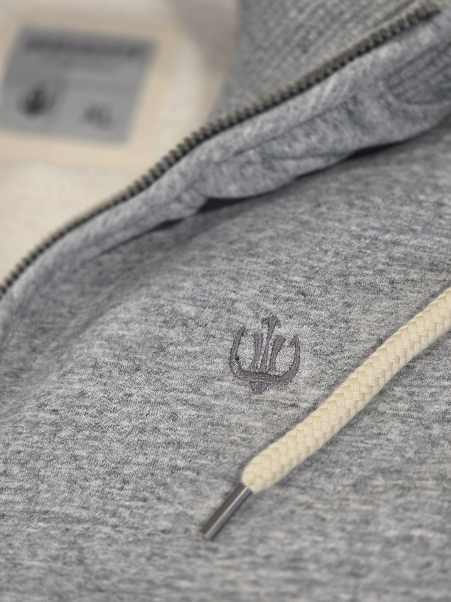 Sweatjacke KNUT mit Sherpa-Futter – GRAU-MELIERT
