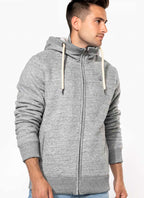 Sweatjacke KNUT mit Sherpa-Futter – GRAU-MELIERT