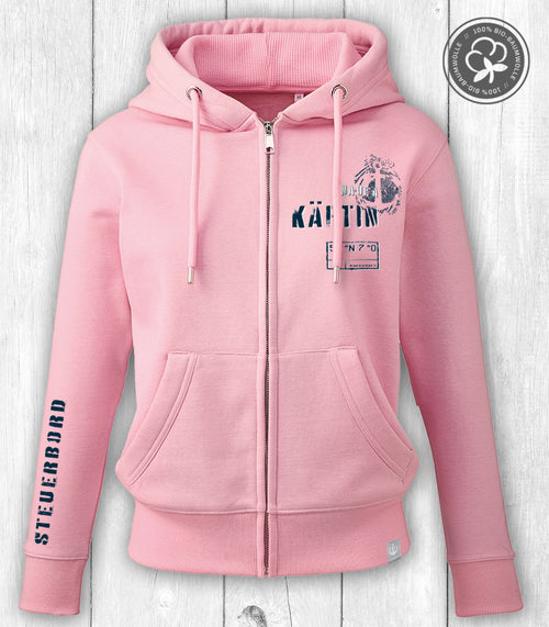 Damen-Sweatjacke Linda „KÄPTIN“ - ROSA