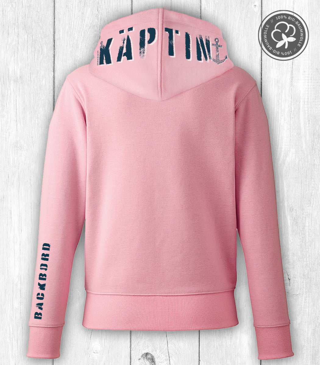 Damen-Sweatjacke Linda „KÄPTIN“ - ROSA