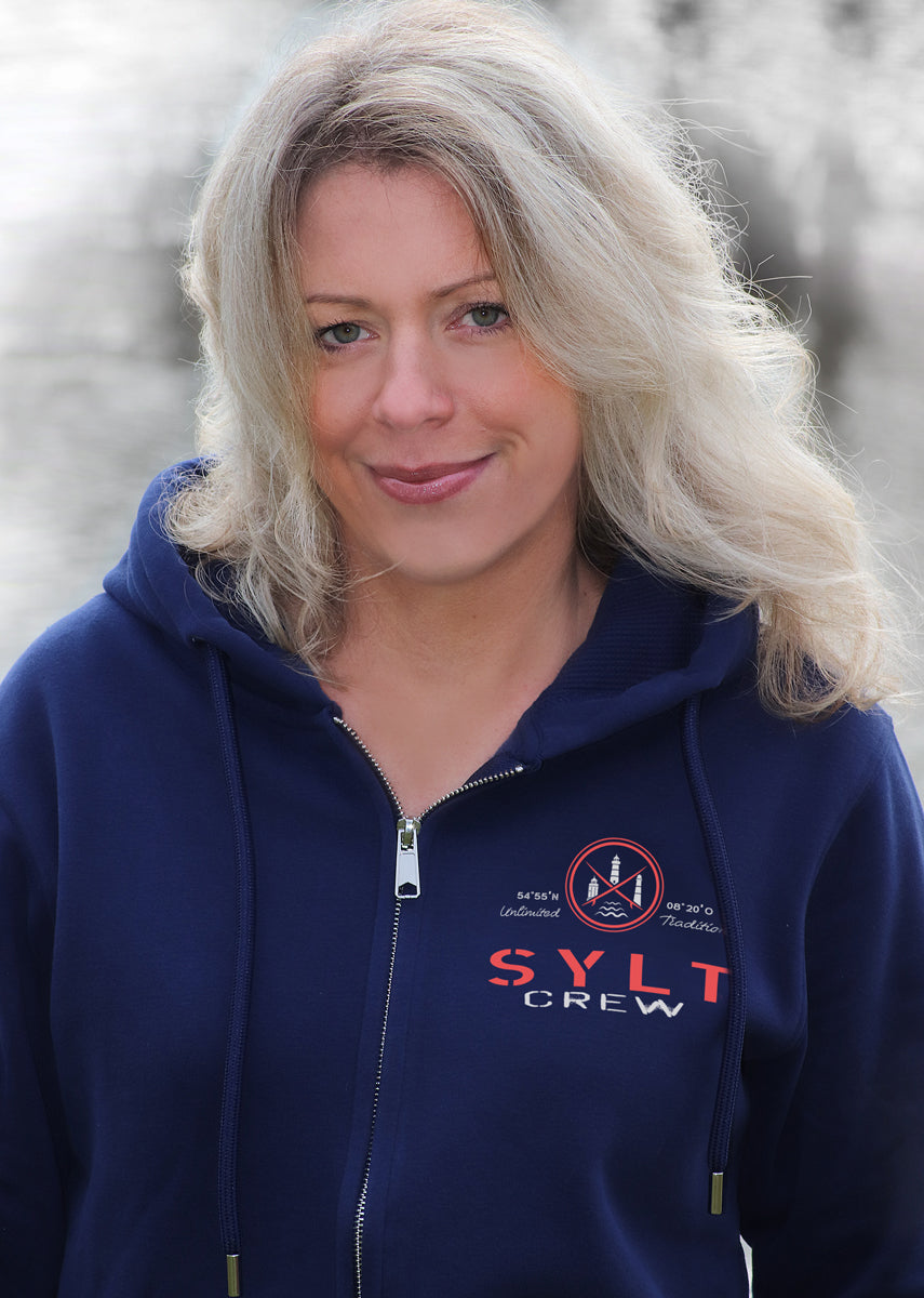 Damen-Sweatjacke Linda „SYLT CREW“ – DUNKELBLAU
