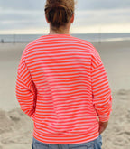 Streifen-Sweater "HERZ" – ROSA - NEON-CORALLE