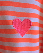 Streifen-Sweater "HERZ" – ROSA - NEON-CORALLE