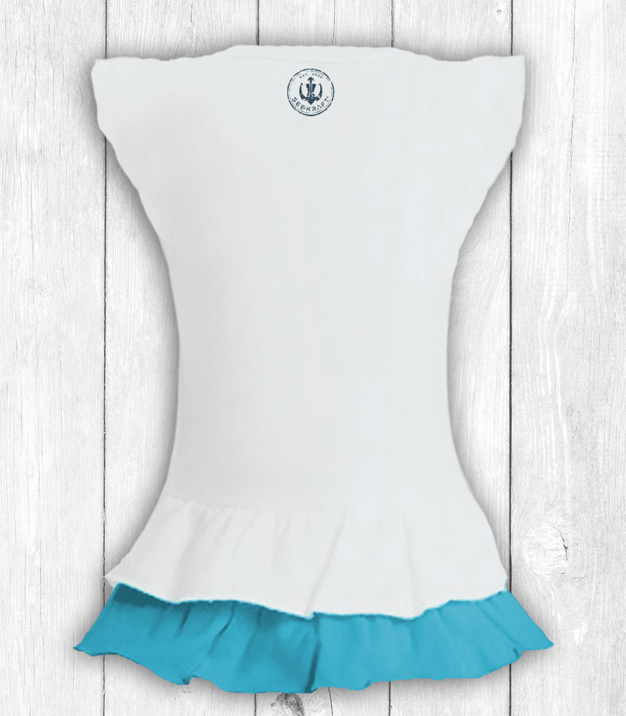 Kinder-Shirt Ida „STRANDDEERN“ – WEISS / TÜRKIS