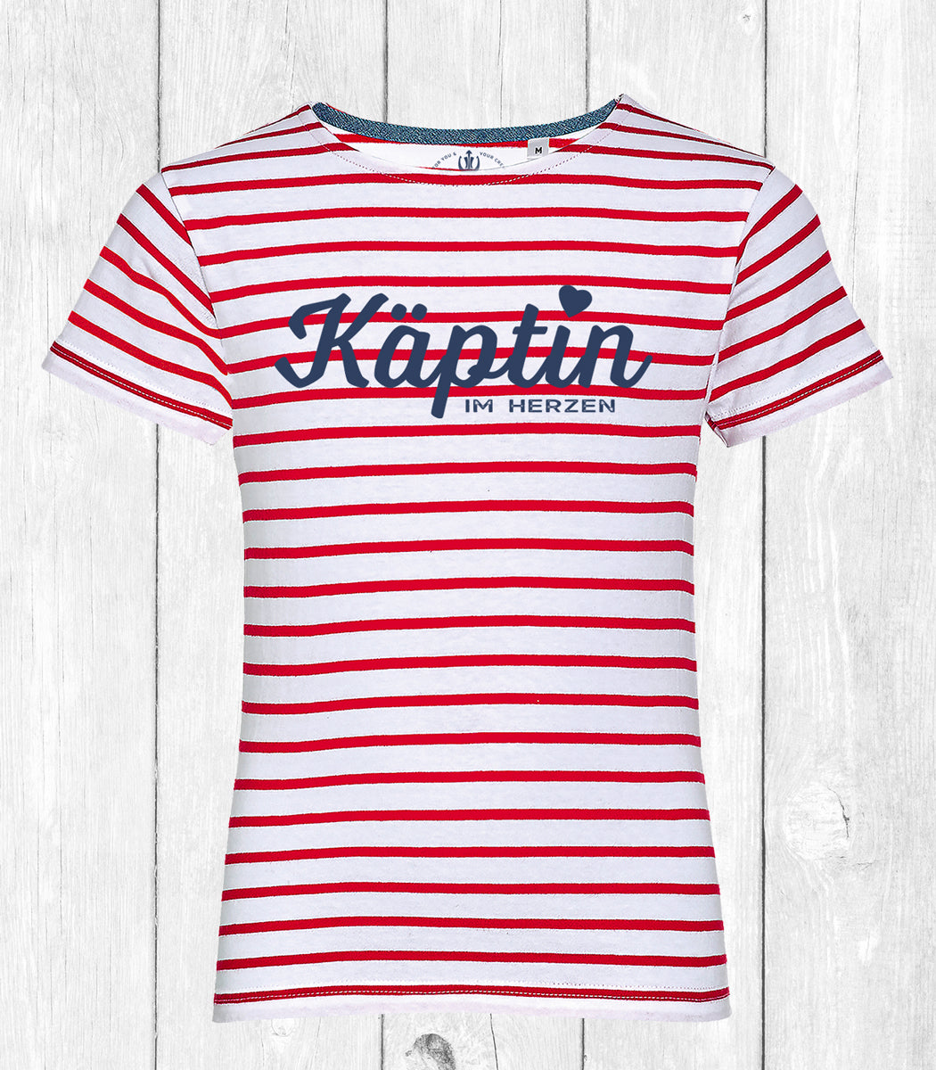 Kinder-Shirt Maxi „KÄPTIN“ – rot/weiß
