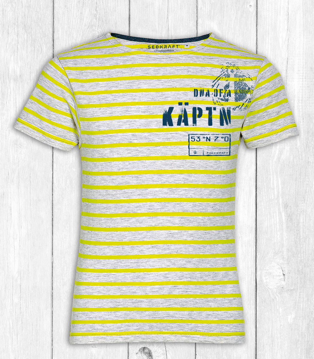 Kinder-Shirt Maxi „KÄPTN“ – gelb/grau