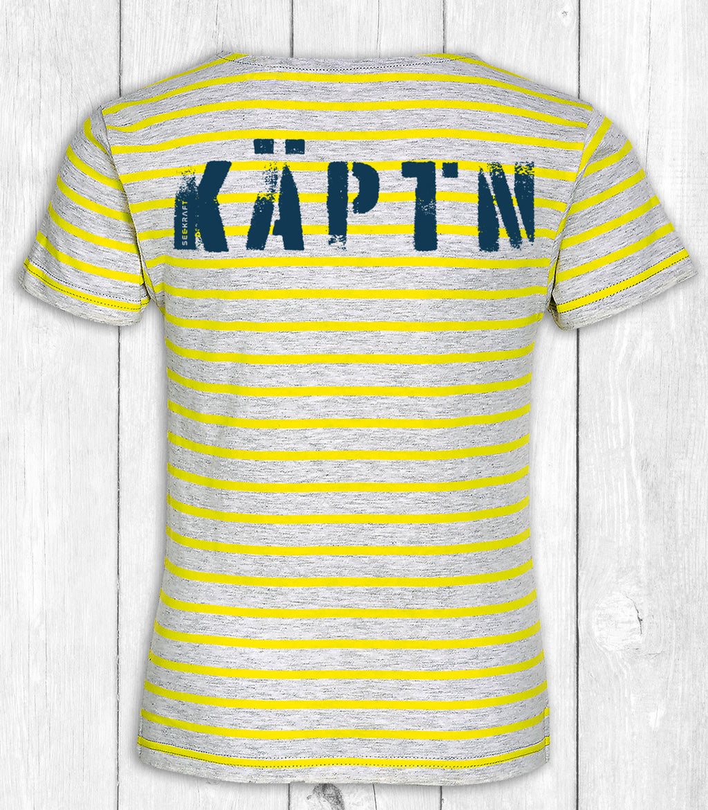 Kinder-Shirt Maxi „KÄPTN“ – gelb/grau