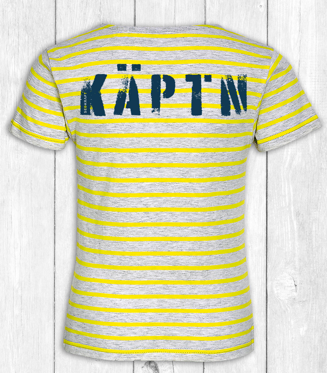 Kinder-Shirt Maxi „KÄPTN“ – gelb/grau