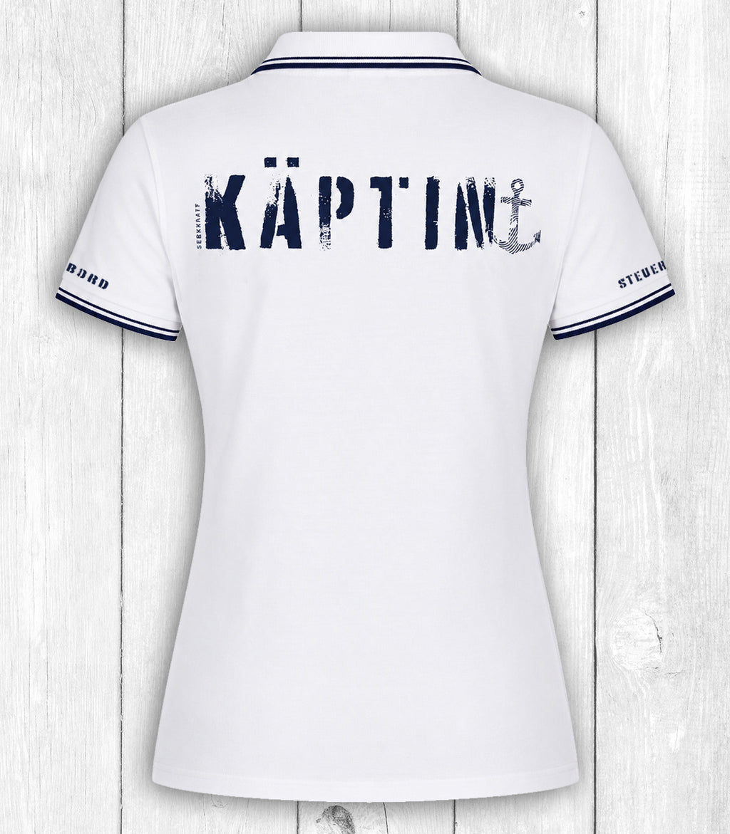 Poloshirt Regina „KÄPTIN“ – WEISS