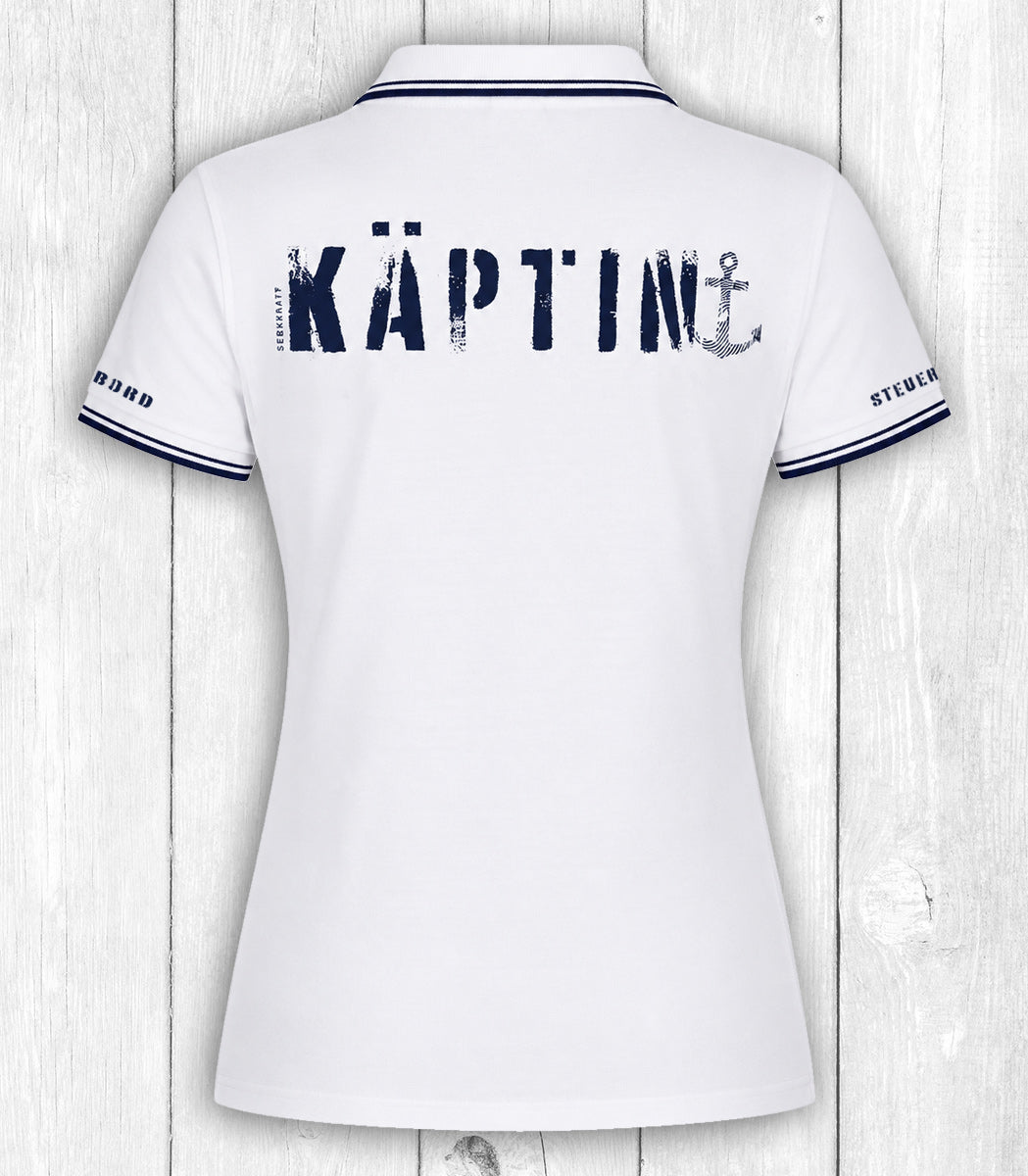 Poloshirt Regina „KÄPTIN“ – WEISS