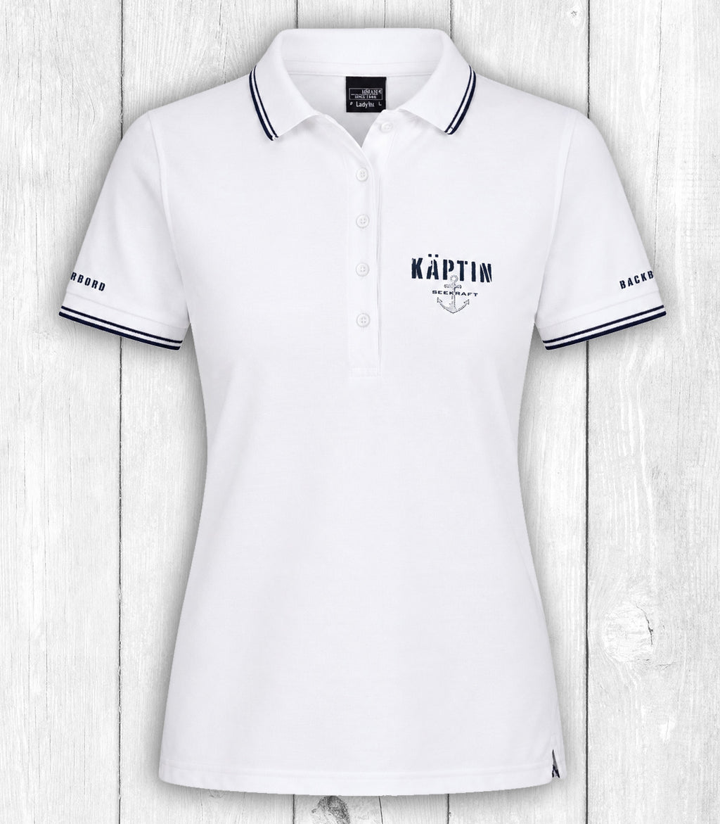 Poloshirt Regina „KÄPTIN“ – WEISS
