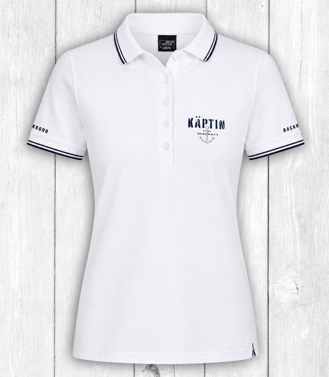 Poloshirt Regina „KÄPTIN“ – WEISS