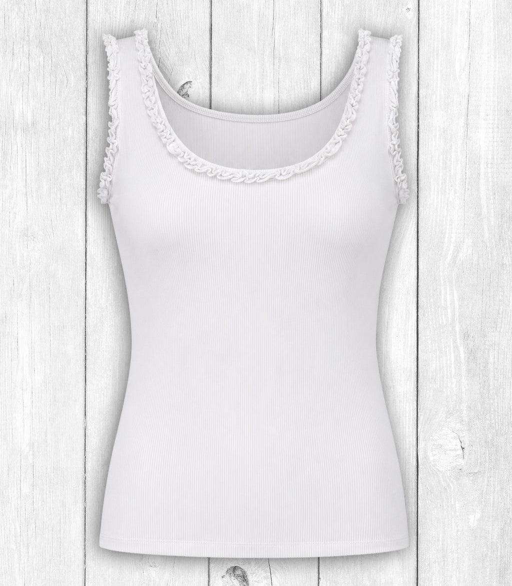 Trägershirt Lilly mit Rüschen – WEISS
