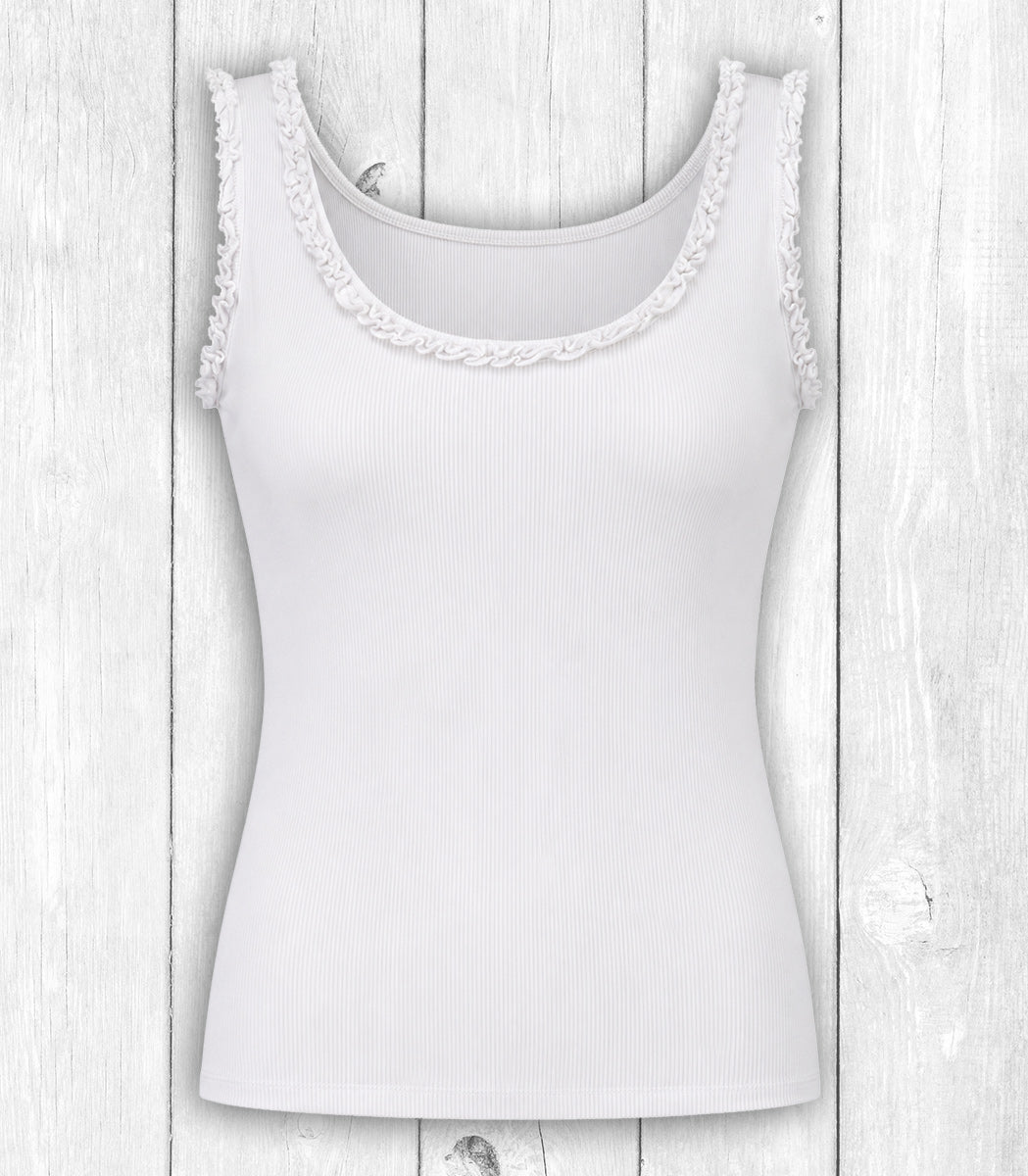 Trägershirt Lilly mit Rüschen – WEISS